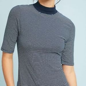 Anthropologie T.La Striped Mock Neck Tee